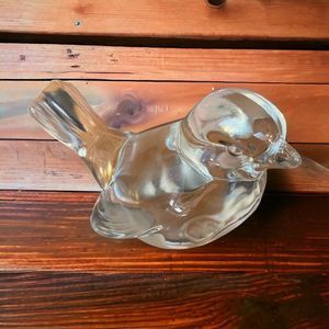 Vtg Fenton Clear Glass Bird of Happiness Figurine
